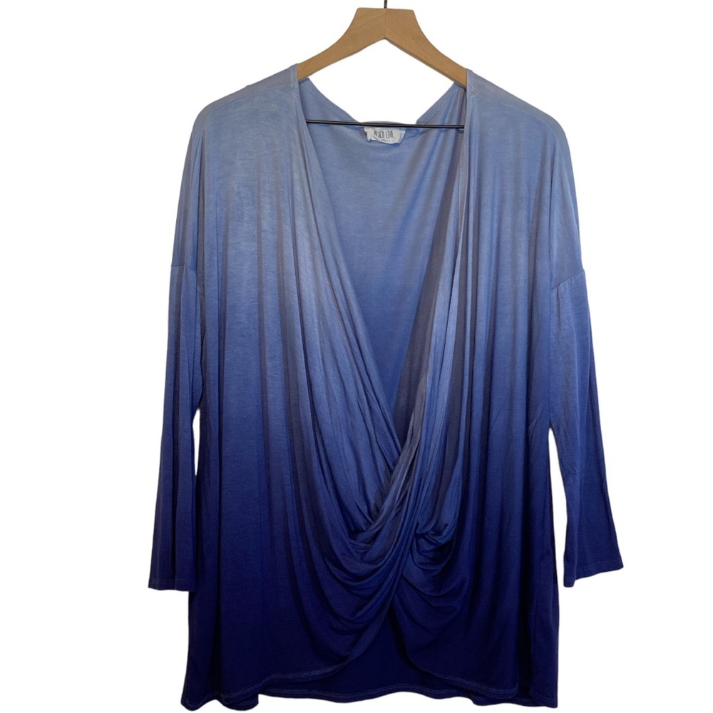 Peach‎ Love California Twist Front Top Oversized Blue Ombre Size S